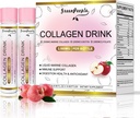 Colágeno líquido GREENPEOPLE para hombres y mujeres, péptidos colágenos de pescado + ácido hialurónico + vitamina Bs " C, uñas de piel de pelo Juntas Soporte de huesos (0.85 fl oz, 10 botellas, Apple)