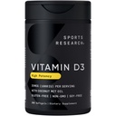 Investigación Deportiva Vitamina D3 1000iu (25mcg) Infundida con aceite de coco ~ Immune &amp; Bone Support ~ Non-GMO Verified, Soy &amp; Gluten Gratis (360 Mini Liquid Softgels)