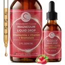 Triple Magnesium Complex Liquid Drops - Magnesium Glycinate Liquid Drops, Taurate & Citrate con L-theanine, Vitamina B6 para el sueño, Muscle, Immune Health, Vegan, Non-GMO, Strawberry Flavor, 2 Fl OZ