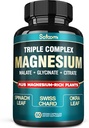 Pure Magnesium Glycinate 500mg Capsules - Alta Absorción con Complejo de Suplemento de Magnesio Triple con Glycinate, Malate, Citrato - Corazón de Apoyo, Cerebro Conjunto - 60 Pills Vegan