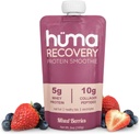 Huma Recovery Protein Smoothie, 6 Pouches – 15g Collagen + Whey Post Workout Recovery Drink – List-to-Drink Protein Shake with Real Fruit, Electrolytes, Healthy Fats