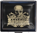 7 días cromado brillante plata píldora organizador con espejo interior tiene 8 compartimientos separados rectángulo 7 días caja de la píldora de la caja (Vintage Arsenic Skull Poison)