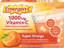 Emergen-C 1000mg Vitamina C Powder para soporte diario Caffeine Free Vitamina C Suplementos con zinc y manganés, vitaminas B y electrolitos, Super Orange Flavor - 30 Cuenta