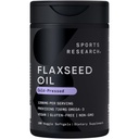 Sports Research Vegan Flaxseed Oil (1200mg) Herbal Suplemento con ALA Omega 3 - Vegan Certified " Non-GMO Verified - Gluten, Soy " Carrageenan Free (180 Veggie Softgels)