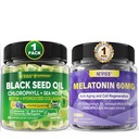 NEVISS Melatonin 60mg Gummies + Mangas de aceite de semilla negra