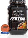 Global Nutrition Bundle: Black Magic Multi-Source Casein Protein Powder-Whey, Egg Albumin Enzymes, Micellar Casein &amp; MCT-Muscle Mass Gaining Bodybuilding-Chocolate PB Puffs 2LB & Keychain