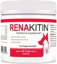 Suplementos de Riñón Renakitin para perros gatos - Contiene carbonato de Chitosan & Calcio, Soporte Función de Riñón Optimal, Gran Sabor de Pollo de Cata, 6.3 oz