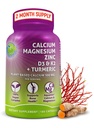 Calcio de base vegetal 500mg (Aquamin) – Magnesio de calcio vegano Zinc D3 con vitamina K2 " Turmérica orgánica: Bono mejorado y salud muscular " , Immune Support for Women " Men - 180 Conde