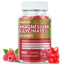 Magnesio Glycinate Gummies 1000mg, Azúcar suplementos de potasio libre de magnesio Chewable para adultos con L-Threonate para el sueño, el apoyo corporal y la relajación,90 Raspberry Gummies