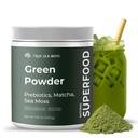 Super Greens Powder con Matcha for Digestive & Gut Health – 25 Ecológicos Superalimentos con Probióticos, Prebióticos, Enzymes & Sea Moss – Vegan Superfood Powder for Bloating & Regularity - 30 Servimientos
