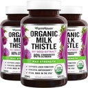 FarmHaven USDA Organic Milk Thistle Capsules TEN 30X Concentrated Seed Extract & 80% Silymarin Standardized - Supports Liver Function and General Health TEN Non-GMO TEN 360 Vegan Capsules