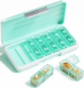 AM PM Organizador de píldoras 2 veces al día, 7 días Caja de píldoras Organizador semanal Viaje con contenedor separado, dispensador de medicamentos diarios portátiles para vitamina, aceites de pescado, suplementos