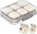 Organizador de píldoras SOFISO 4/6 Grid Free Assembly Travel Medicine Organizer 10 Day Pill Organizer Portable Pill Box Waterproof Pill Case Daily Medication Carry Case for Vitamins, Fish Oils, Supplements