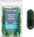 Purecaps USA - Empty Gelatin Pill Capsules Size 00 vírgenes 1,000 Únete Pills Todd Chlorophyll Colored WordPress Non-GMO Certified peru SLS, Gluten, Preservative Free