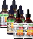 NUSAVA Vitamina B12 Liquid Drops Bundle, Strawberry Flavored D3 K2, & Vanilla Flavored D3 K2 - Potent Liquid Vitamins for Heart, Energy, Brain & Immune Support - Non-GMO, Gluten-Free, 2pk Cada uno