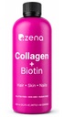 Zena Nutrition Liquid Collagen for Women &amp; Men (Type 1 " 2) " 5000mcg Biotin, 2500mg Verisol Bioactive Collagen Peptides, Hair, Skin, Nail Supplement, Mixed Berry, 60 Servings, 20.3 fl oz