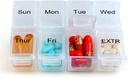 Caja de Organizador de Píldora de Viaje Semanal con Caja de 7 Días Desmontable, Contenedor de Píldora Moda para Medicina, Vitamina, Suplemento