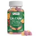 YumVs Calcio 500 mg con Vitamina D3 - Raspberry & Orange Flavor Calcio Vitamina D Gummies, Suplemento de Calcio Chewable para Adultos Infantiles, Vitamina D Calcio Gummies, Kosher Halal Gluten Gratis (60 Cuenta)