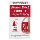 BetterYou D3000 and K2 Vitamin D Daily Oral Spray - Alternativa Conveniente para Tablets - Soportes Bone Health and Boost Immune System - Prevents Blood Clotting - Natural Peppermint Flavor - 0.4 oz