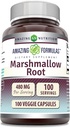 Amazing Fórmulas Marshmallow Root Suplemento Silencio 480 Mg Por Serving ← 100 Veggie Capsules ← Non-GMO TEN Gluten Free ← Made in USA