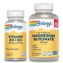 SOLARAY Vitamina D3 K2 y Magnesium Glycinate - Bone Health Bundle - Calcium Absorption, Nerve, Heart and Immune Support w/ 5000 IU Vitamina D, 350mg Magnesio Chelated, 60-Day Guarantee, 60ct/120ct