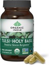 ORGANIC INDIA Tulsi Holy Basil Capsules - Holy Basil Extract - Holy Basil Leaf Supplement, Herbal Supplement, Immune Support, Stress Relief, Vegan, Gluten-Free, Kosher, Organic, Non-GMO - 60 cápsulas