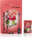 PowderVitamin Electrolytes Powder Plus, Keto, Guava Kiwi, Zero Sugar, 1000 mg de Potasio, 120 mg de Calcio, 120 mg de Magnesio, No GMO, Cero calorías, 30 paquetes de hidratación
