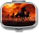 Caballos Red Glowing Clouds Square Pill Box, 2 Compartment Decorative Pocket Pill Box for Pocket or Purse Portable Mini Travel Medicine Tablet Vitamin Holder Organizer Pill Case