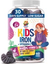 SUNNY SAM Iron Gummies for Kids &amp; Teens - 10mg Iron Vitaminas con Vitamina C - Bajo Azúcar Chewable Gummy Suplemento para Immune Support, Supports Red Blood Cell Production for Children &amp; Teen Girls