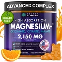 Magnesium Glycinate 2150MG Gummies for Women and Men, High Absorption Magnesium Glycinate, Citrate, Malate Gummies for Adults &amp; Kids, Sleep Support, Sugar Free, Vegan, 60 Chews, Orange