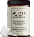 LifeCell Whey Protein – Anti-Aging Muscle Builder with Shiitake Mushroom, Collagen " Hyaluronic Acid – Unflavored, No Sugar Añadido, Soy-Free, Gluten-Free, 600g (18 Servings)