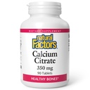 Factores naturales, Citrato de calcio, ayuda a mantener fuertes huesos y dientes, 90 tabletas (90 porciones)