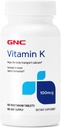 GNC Vitamina K 100mcg, 180 Tablets, Ayuda al Calcio de Transporte Corporal