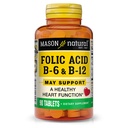 MASON NATURAL Folic Acid con B,6 &amp; B,12, 90 Day Supply, Supports Normal Heart Health and Metabolic Function