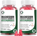 2 Pack Magnesium Taurate Gummies - Magnesium Taurate, Magnesium Glycinate, Magnesium Citrate Plus Zinc Vitamin B6, Soporte Salud del Corazón, Muscle Relax, Bone Health - 120 Cuenta