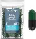 PureCaps USA - Empty Gelatin Capsules Tamaño 0 vírgenes 1,000 Únete a Pills Todd Green/Black sufrimiento Non-GMO Certified ¦ SLS, Gluten, Preservative Free