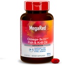 MegaRed Omega 3 Fish Oil Suplemento + Krill Oil 500mg, Advanced 4in1 EPA & DHA Omega 3 Fatty Acid Softgels (140cnt Bottle), Phospholipids, Supports Brain Eye Joint &amp; Heart Health