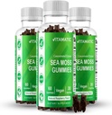 Vitamatic 3 Pack Irish Sea Moss Gummies- 3000mg Equivalent Por Serving (de Extracto 132.5 mg) - 60 Ct - Hecho con Fledderwrack & Burdock Root - Seamoss Suplemento para Tiroides, Energía, Immune Support