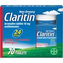 Claritina 24 horas Medicina de la alergia, Relieve de Alergia de la Fuerza de Prescripción No Domicilio, Tabletas de Antihistamina de Loratadina, 70 Condes