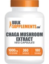 BulkSupplements.com Chaga Mushroom Extract Capsules - Chaga Extract, Chaga Mushrooms - Vegan & Gluten Free, 2 cápsulas por Serving (1000mg), 360 Conde (Pack of 1)