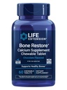 Extensión de la vida Bono Restauración Suplemento de calcio Tablas abatibles, Suplemento de Bone Health, Calcio, Vitamina D, Minerales, Gluten Gratis, No GMO, 60 Tabletas