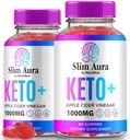 (2 Pack) Slim Aura Keto ACV Gummies, Oficial Slim Aura Keto Gummies for Weight Loss, Natural Keto Plus Apple Cider Vinegar Gummy, Premium Keto+ACV Fórmula, SlimAura ACV Keto Gomitas (120 Gummies)