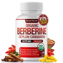 Berberina orgánica con canela de Ceylán 2175mg - suplemento de berberina Premium extracto de alta pureza USDA Orgánica, apoyo sistema inmunitario, Complejo Berberine Plus, No GMO Vegan para Hombre Mujeres 90 cápsulas
