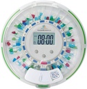 Dispensador automático de píldoras con cerradura de seguridad, luz de inmersión, sonido, alarma, dispensador electrónico de 28 días para vitaminas y tabletas de hasta 6 veces/día, fácil visualización de lectura, tapa clara