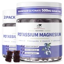 2 Pack Potasio Gummies de Magnesio, Gummies de Potasio Libre de Azúcar con Magnesio Glycinate 500 mg Magnesio Chewable Suplementos de Potasio con Calcio, Zinc, Vitamina para Cánceres de Legislatura
