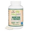Magnesio L Threonate, Magtein - NSF certificado - sueño y apoyo cognitivo – alta absorción – la forma más biodisponible de magnesio – 2.000 mg – 120 cápsulas