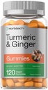 Horbäach Turmeric y Gummies de jengibre Silencio 120 Conde Silencio Peach Flavor Silencio Vegan No Gluten Suplemento Gratis