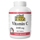 Factores naturales Vitamina C 1000 mg Time Release, Antioxidante Support for Immune and Bone Health, 180 Tablets