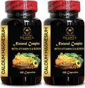 Suplemento de magnesio de calcio - Relajación muscular, Citrato de calcio con vitamina D, magnesio y manganés, fósforo sin gluten, no GMO - 2 botellas 240 cápsulas