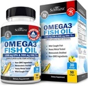 Triple Fuerza Omega 3 Fish Oil 3000mg - High Potency Omega 3 Suplemento para Mujeres y Hombres, Burpless Lemon Flavor Fish Oil - 2250mg ácidos grasos esenciales con DHA &amp; EPA, Wild Caught, 90 Softgels